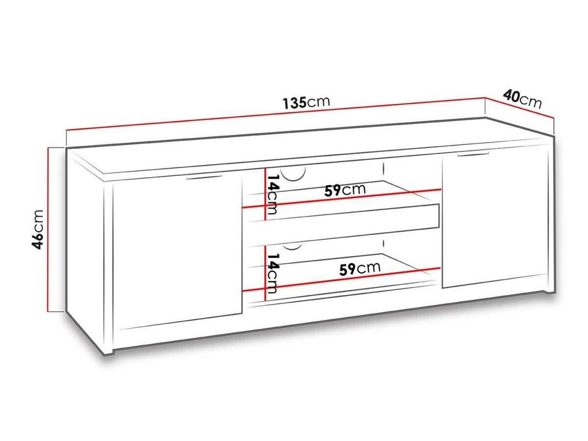 Meuble TV Providence 123 (Chêne du Monastery + Noir brillant)