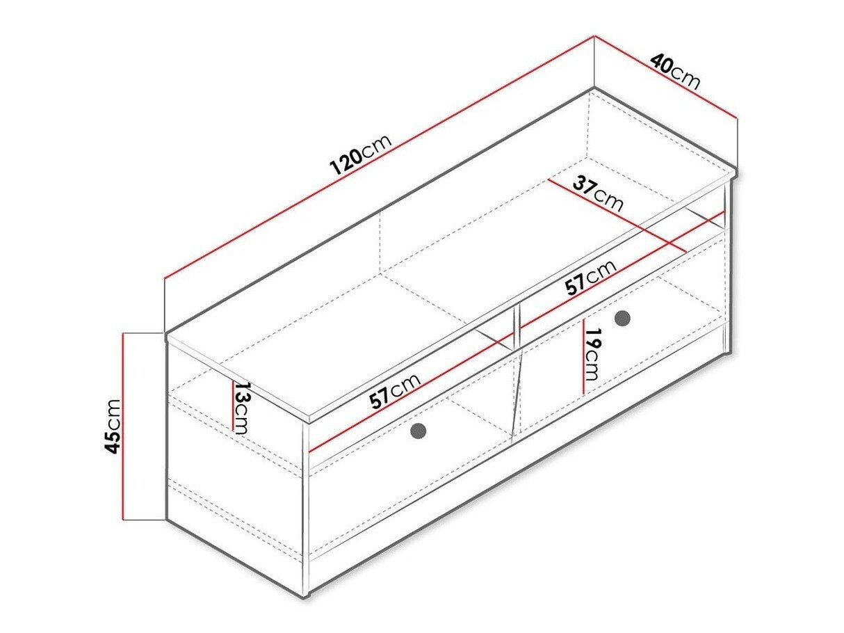 Meuble TV Almira 107 (Chêne Artisan + Blanc)