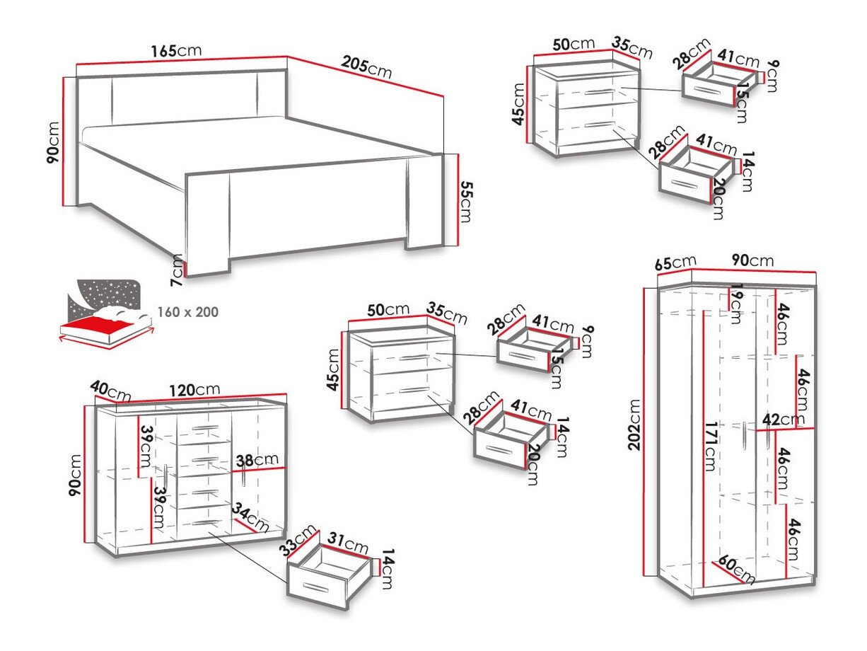 Ensemble de chambre Catromi 122 (Blanc)