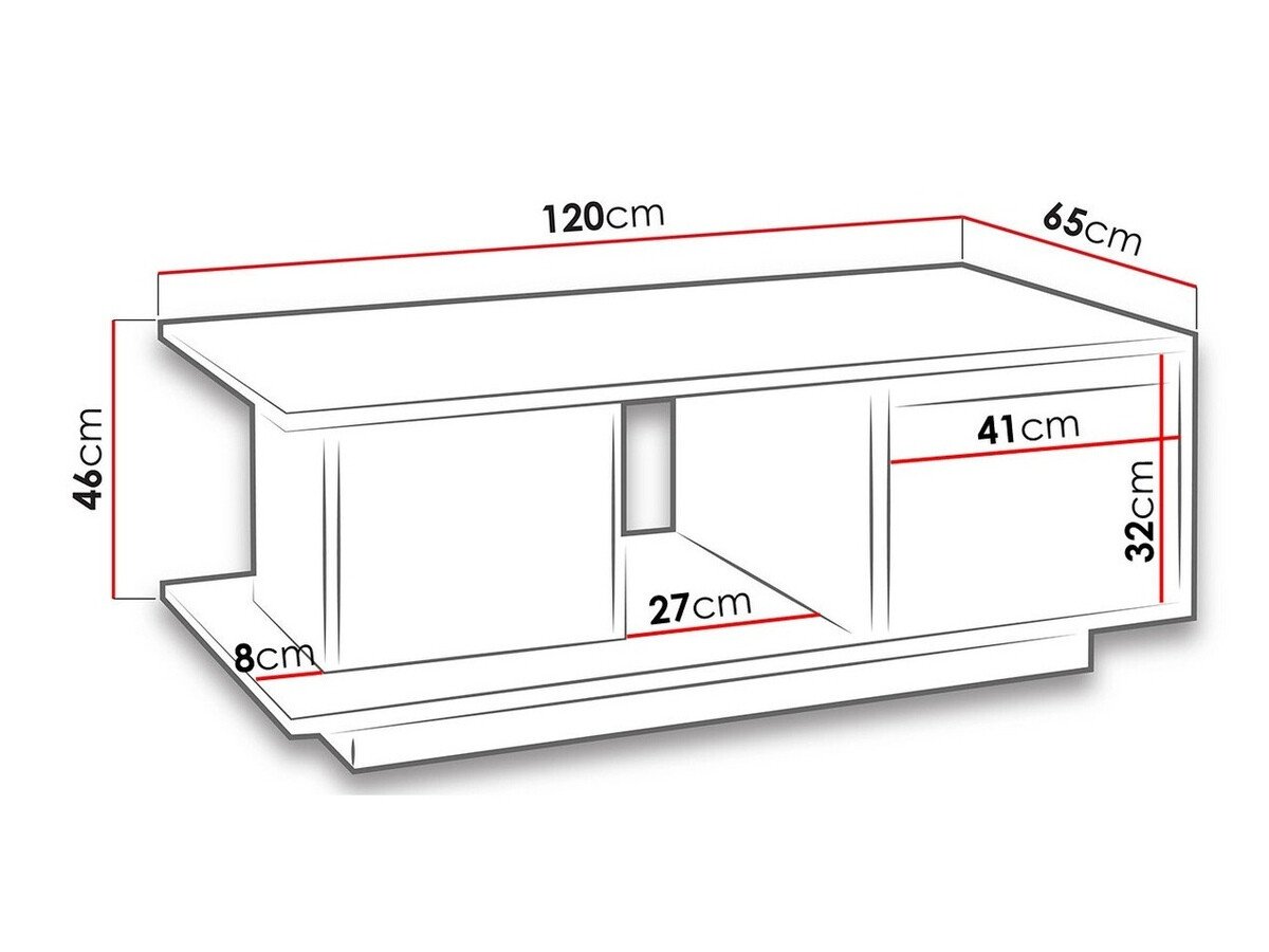 Table basse Fivelbo 103 (Chêne du Monastery + Noir brillant)