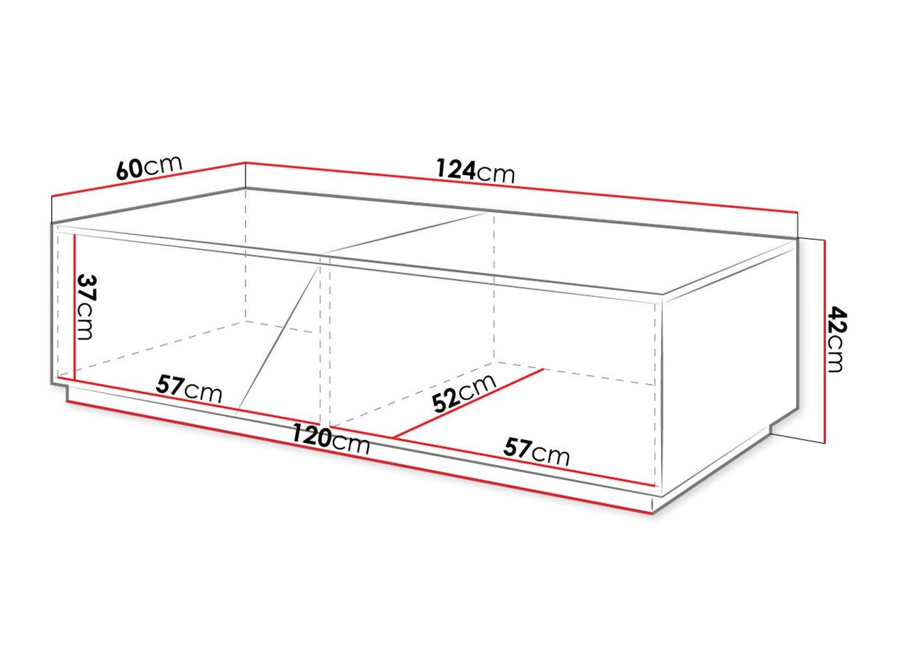 Table basse Comfivo Daldune (Blanc + Chêne wotan)