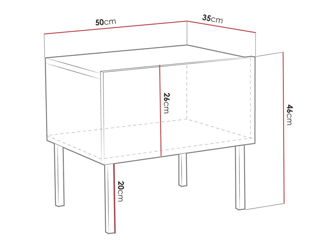 Table de chevet Levelbu 102 (Blanc + Blanc brillant)