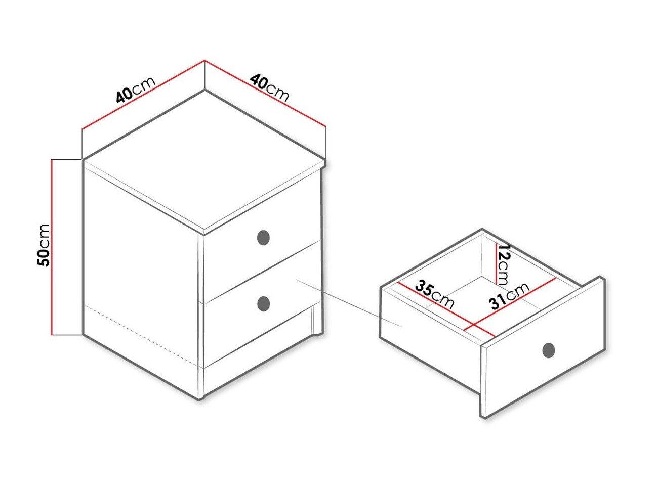 Table de chevet Almira 108 (Chêne Artisan + Blanc)