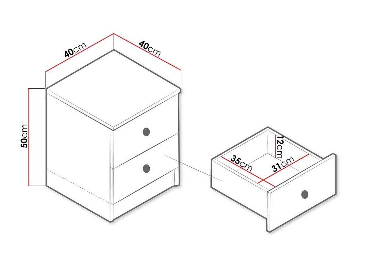 Table de chevet Almira 108 (Chêne Artisan + Gris)