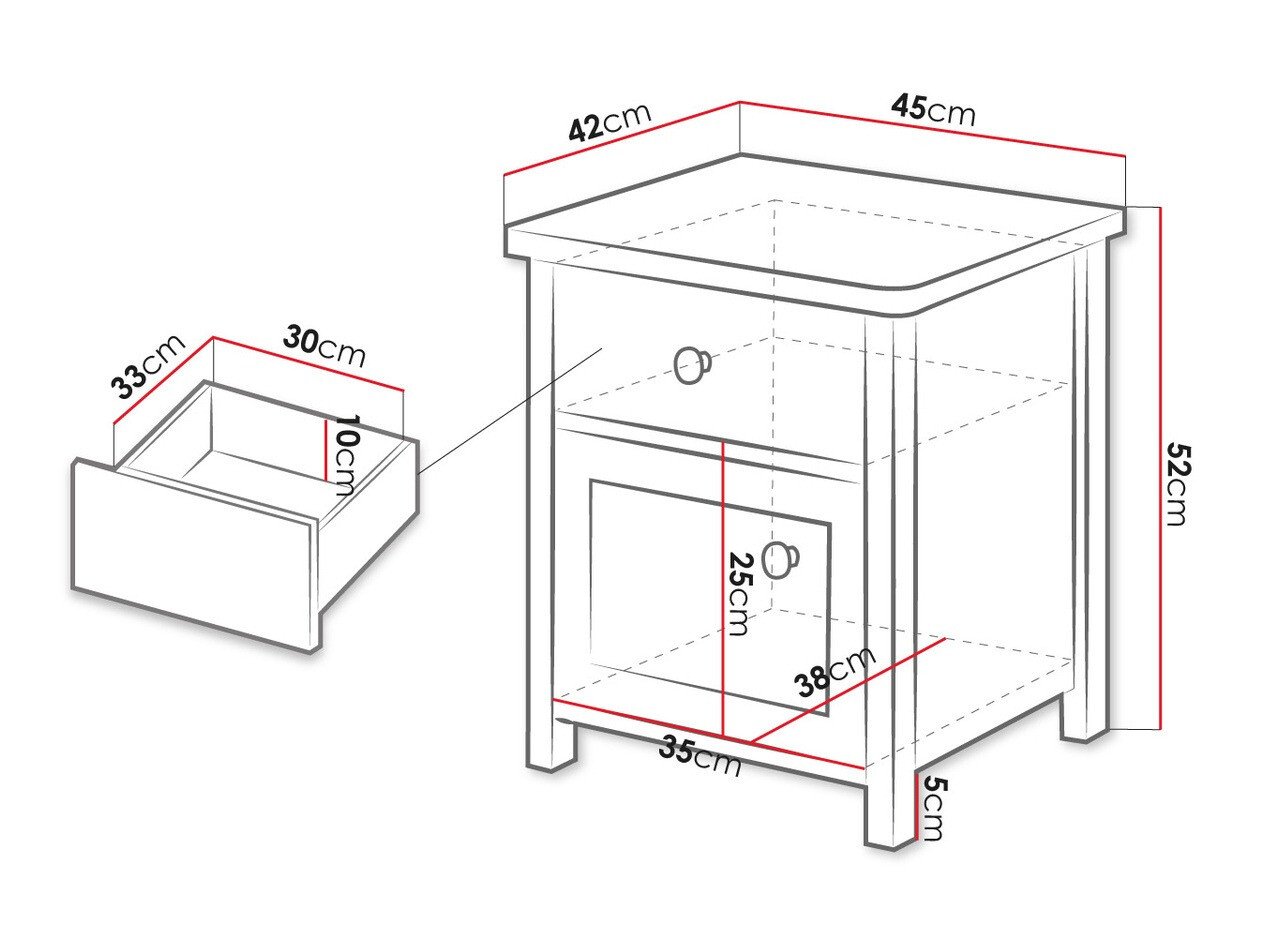 Table de chevet Romelbo 138 (Blanc + Chêne)