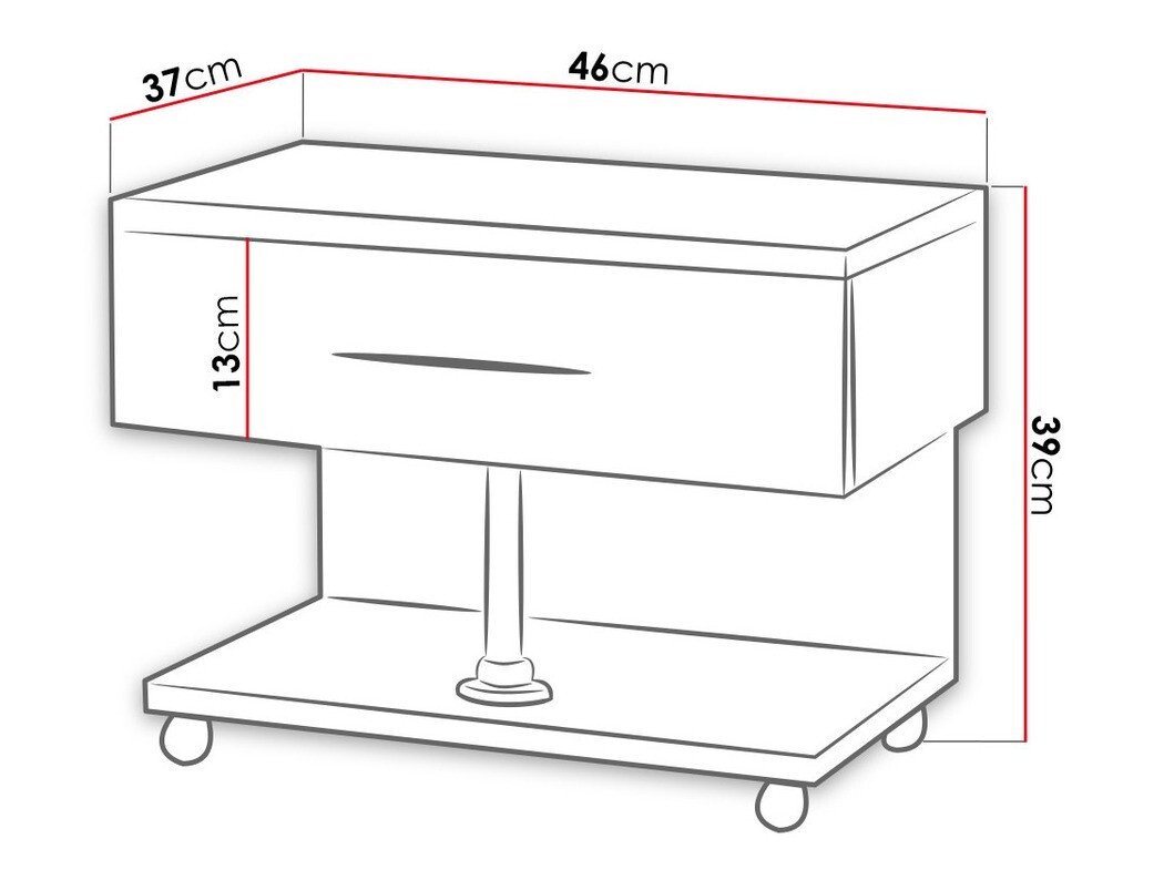 Table de chevet Salmere 103 (Blanc + Blanc brillant)