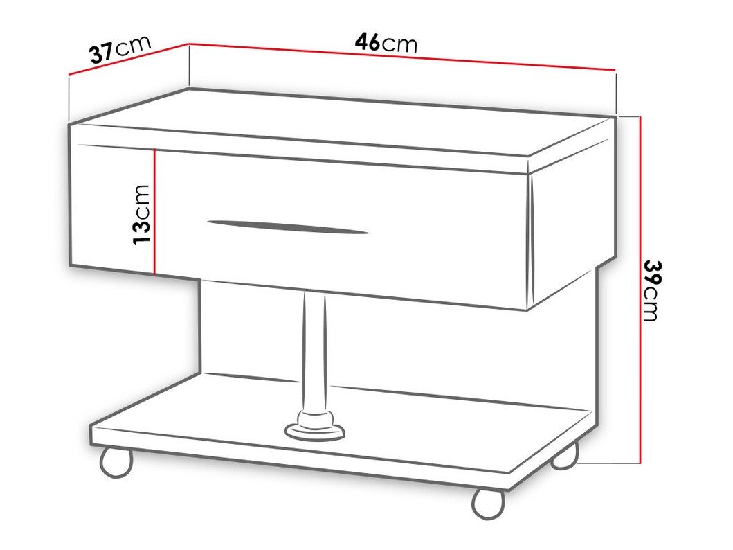 Table de chevet Salmere 103 (Blanc + Rose brillant)