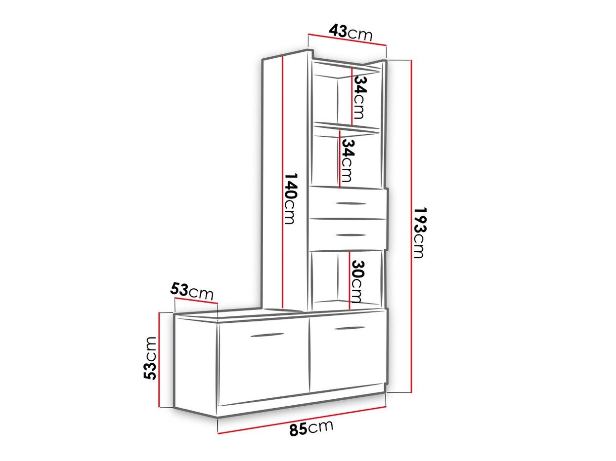 Étagère Campus (Blanc + Gris brillant)