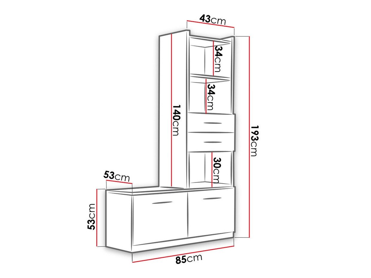 Étagère Salmere 105 (Blanc + Blanc brillant)