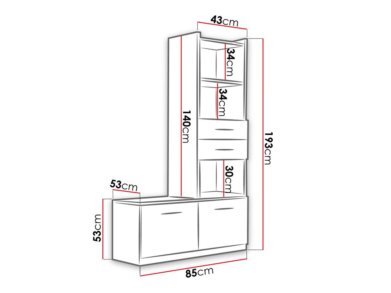 Étagère Salmere 105 (Blanc + Rose brillant)