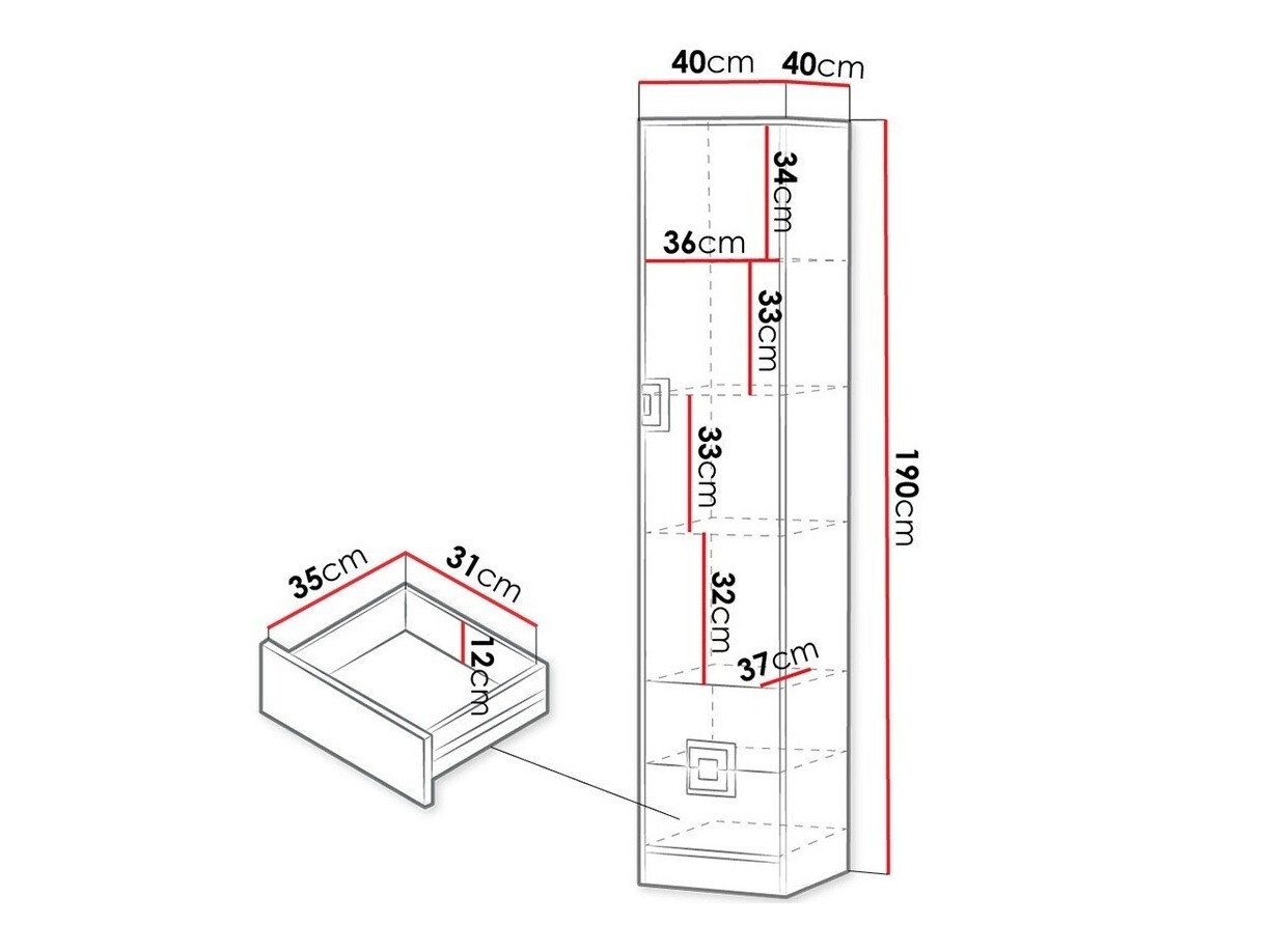 Étagère Tolfere 104 (Chêne clair + Blanc + Turquoise)