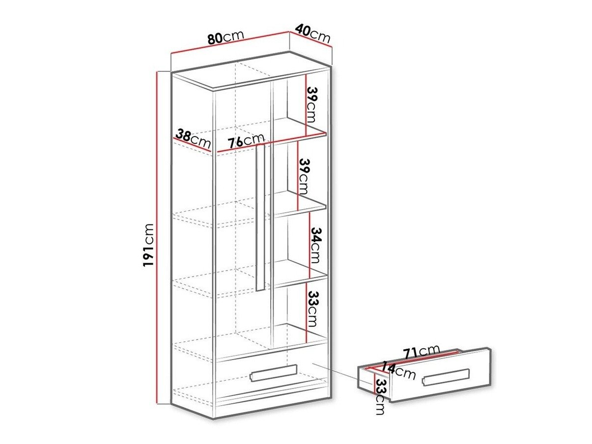 Étagère Merevari 104 (Blanc + Brillant Turquoise)