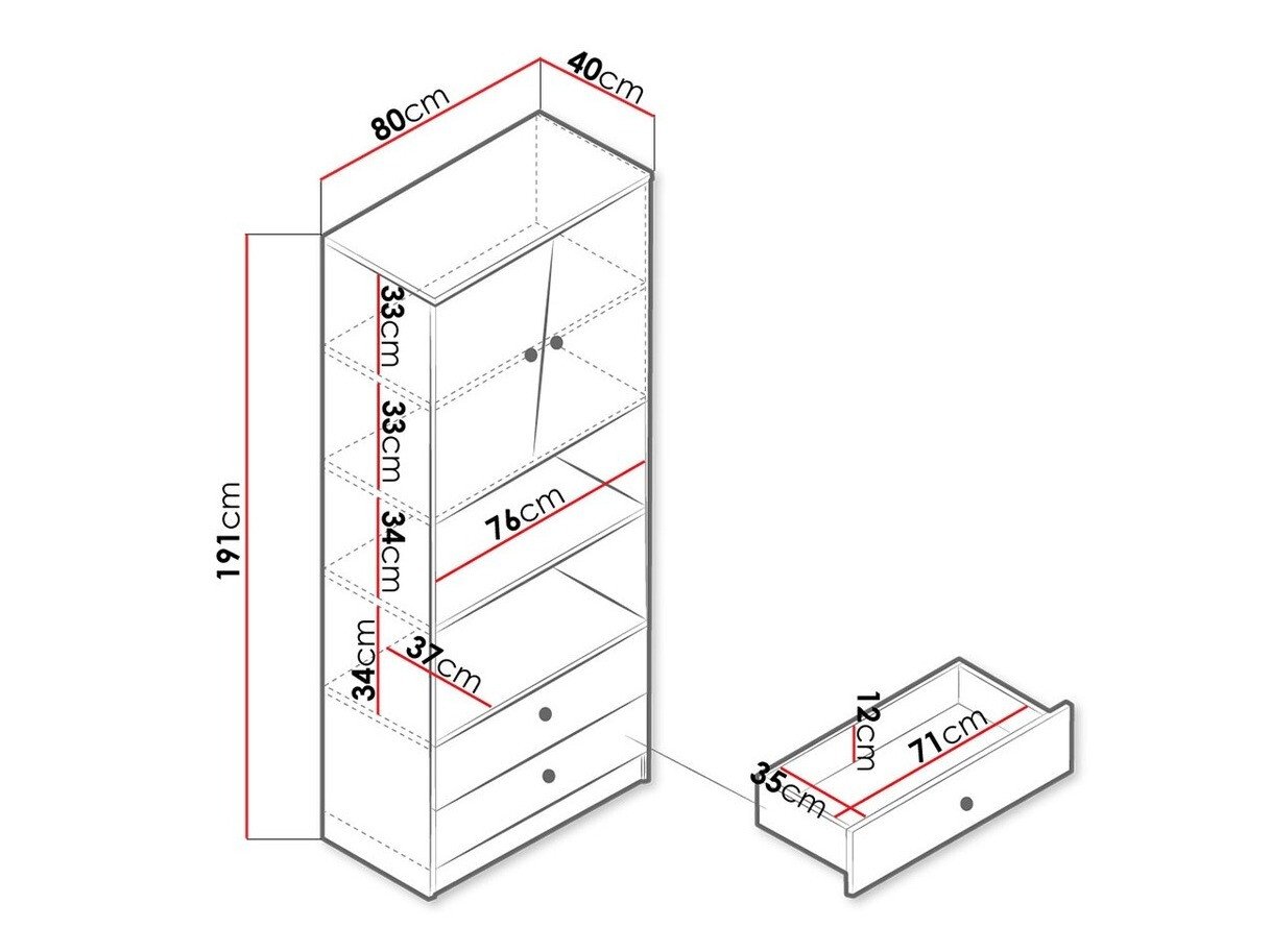 Étagère Almira 103 (Chêne Artisan + Blanc + Gris)