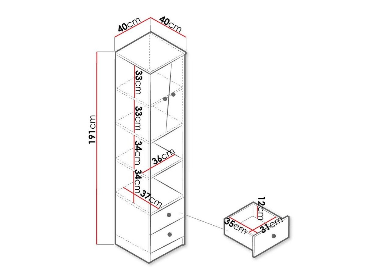 Étagère Almira 104 (Chêne Artisan + Blanc + Gris)