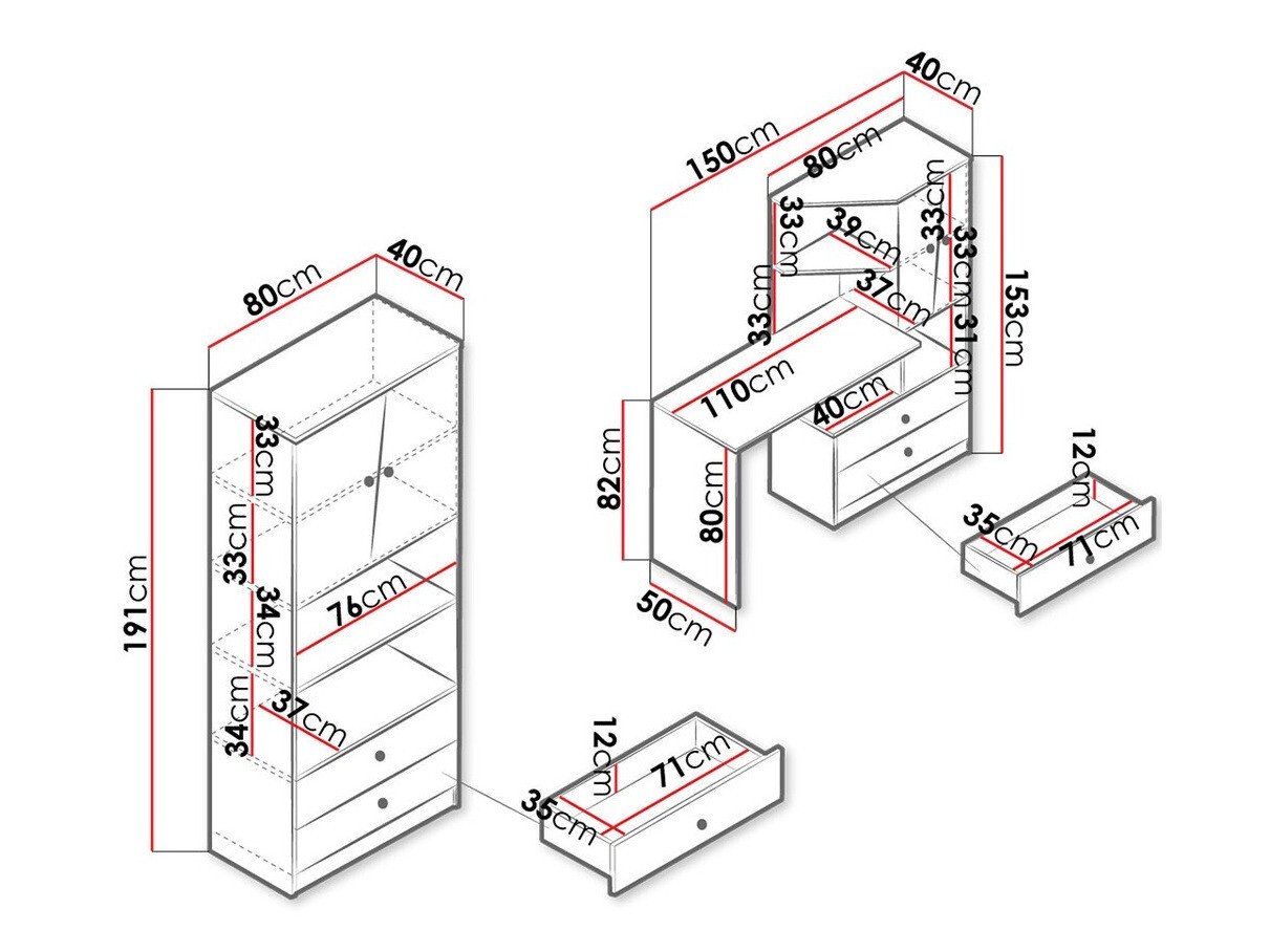 Ensemble de meubles Almira 115 (Chêne Artisan + Blanc)