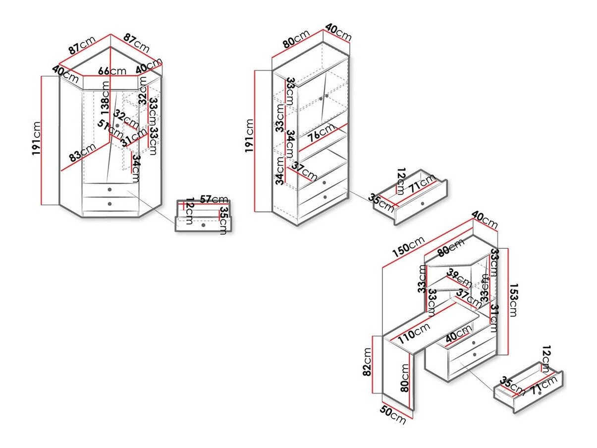 Ensemble de meubles Almira 116 (Chêne Artisan + Blanc)