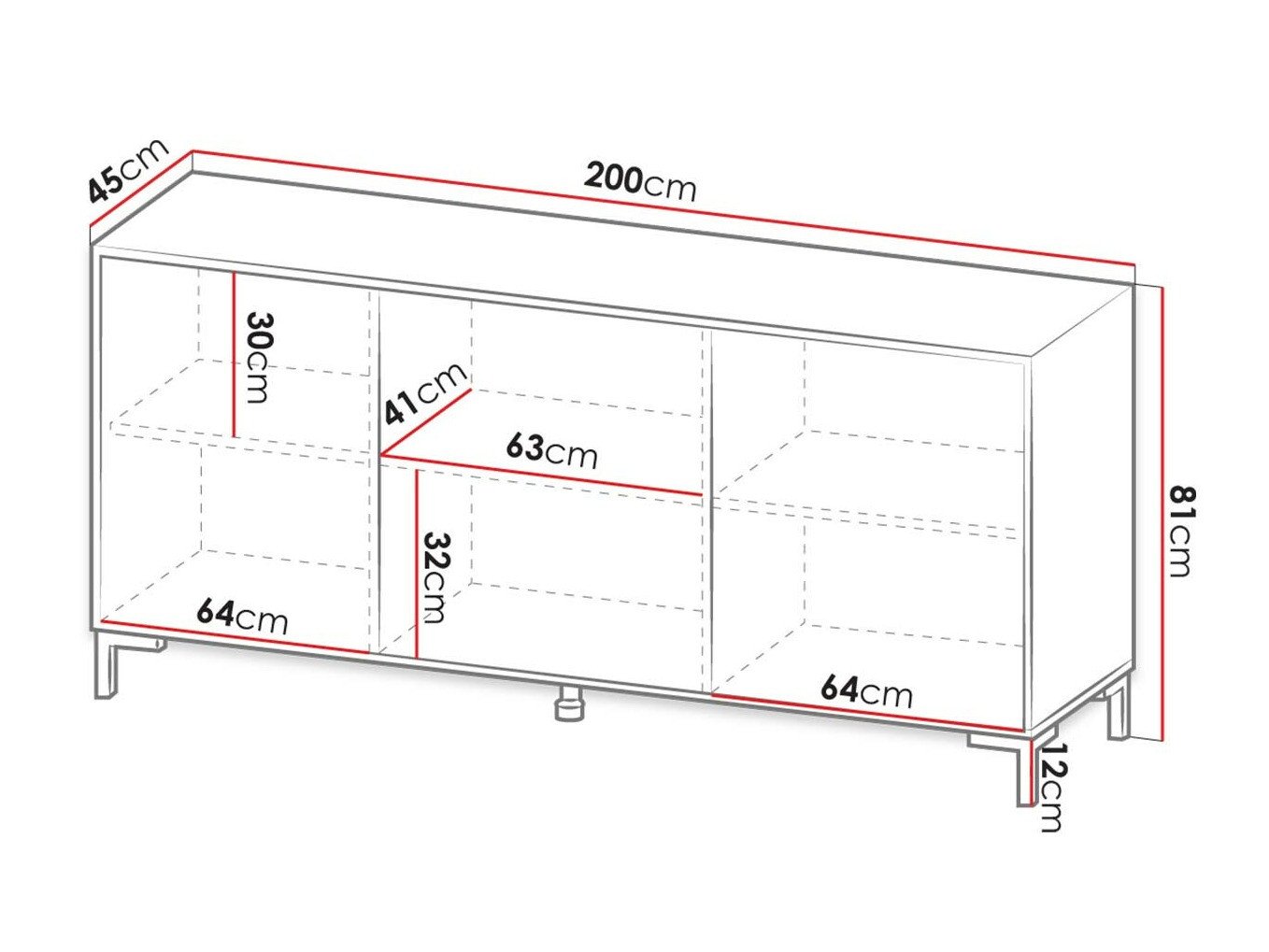 Buffet Charlotte 158 (Blanc + Marbre blanc)