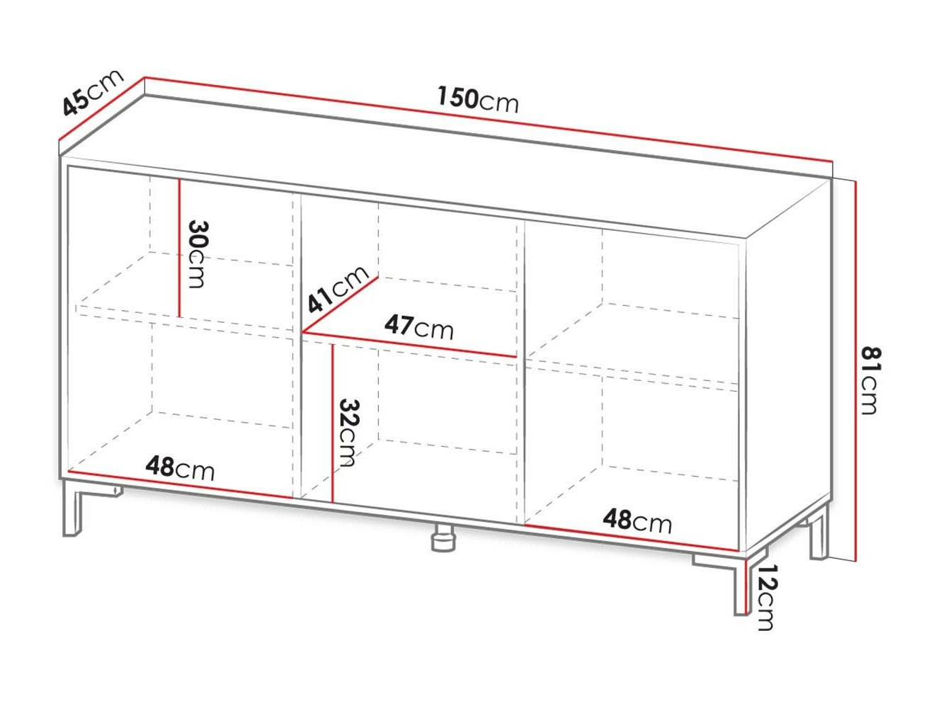 Buffet Charlotte 159 (Blanc + Marbre blanc)