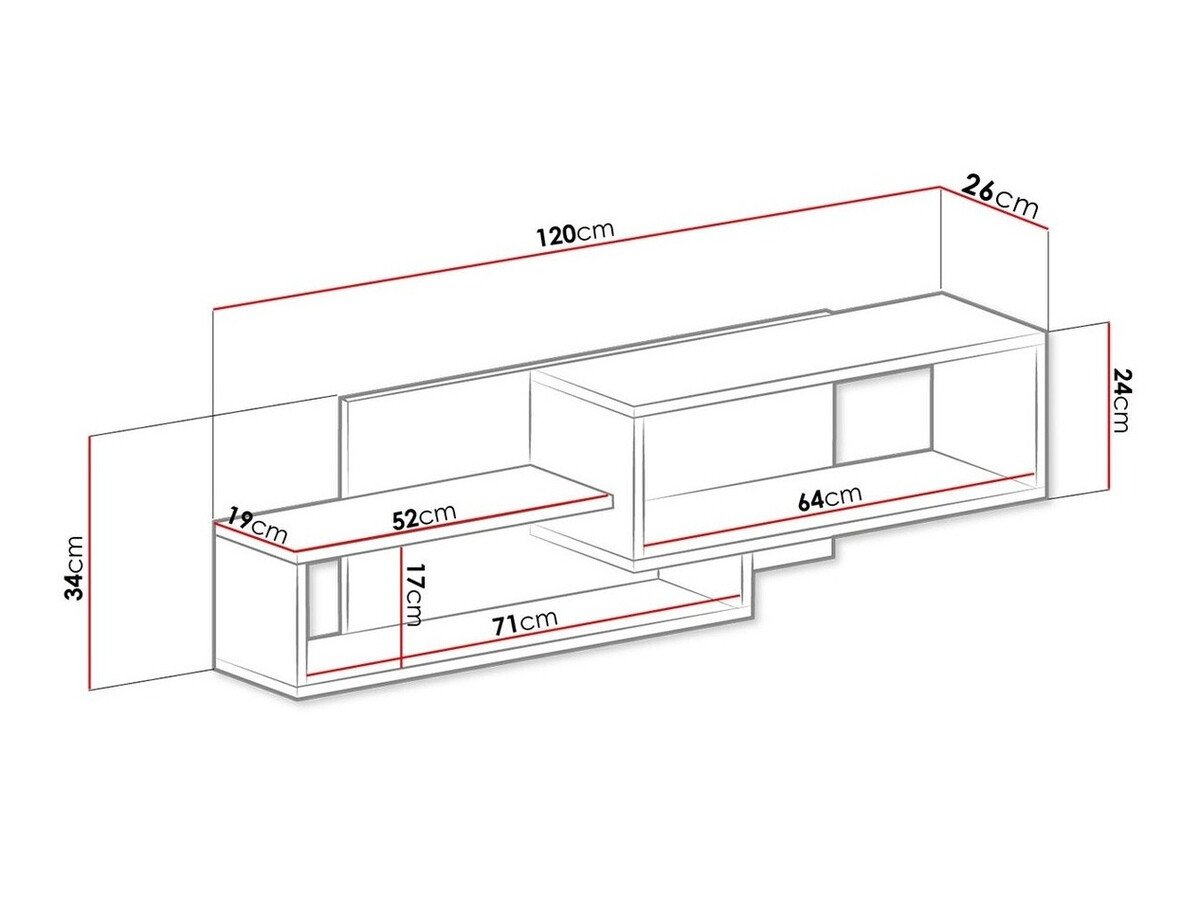 Étagère murale Sorviru 105 (Blanc + Rose)