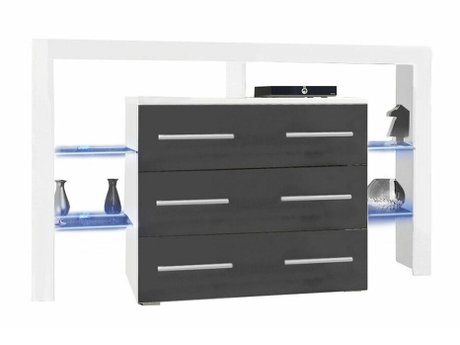Commode Nashville 108 (Blanc + Gris brillant)