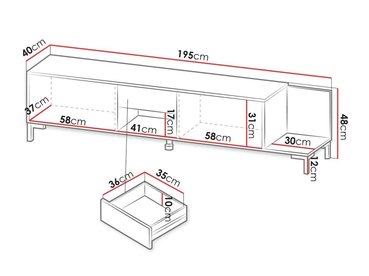 Meuble TV Charlotte 157 (Noir + Marbre noir)