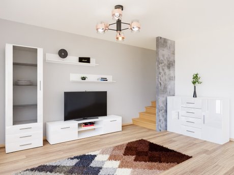 Ensemble de salon Tornola 108 (Blanc + Blanc brillant)