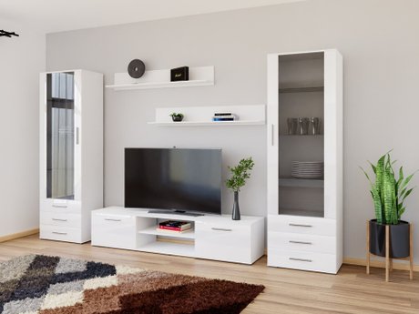 Ensemble de salon Tornola 109 (Blanc + Blanc brillant)