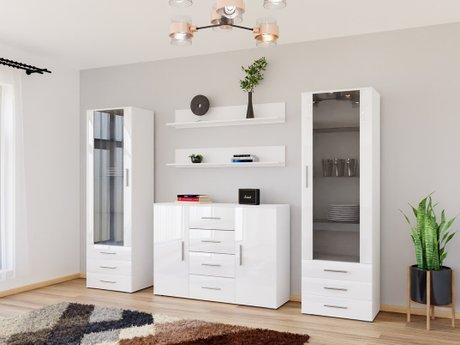 Ensemble de salon Tornola 112 (Blanc + Blanc brillant)