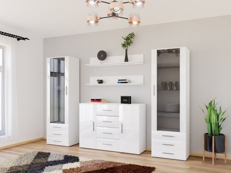 Ensemble de salon Tornola 112 (Blanc + Blanc brillant)