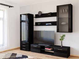 Ensemble de salon Tornola 114 (Noir + Noir brillant)