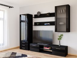 Ensemble de salon Tornola 114 (Noir + Noir brillant)