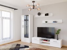 Ensemble de salon Tornola 115 (Blanc + Blanc brillant)