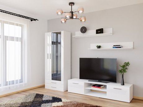 Ensemble de salon Tornola 115 (Blanc + Blanc brillant)