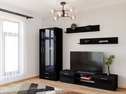 Ensemble de salon Tornola 115 (Noir + Noir brillant)