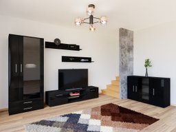 Ensemble de salon Tornola 116 (Noir + Noir brillant)