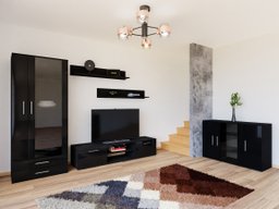 Ensemble de salon Tornola 116 (Noir + Noir brillant)