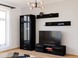 Ensemble de salon Tornola 117 (Noir + Noir brillant)