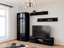 Ensemble de salon Tornola 117 (Noir + Noir brillant)