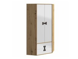 Armoire d'angle Florevi 114 (Blanc brillant + Chêne Artisan)