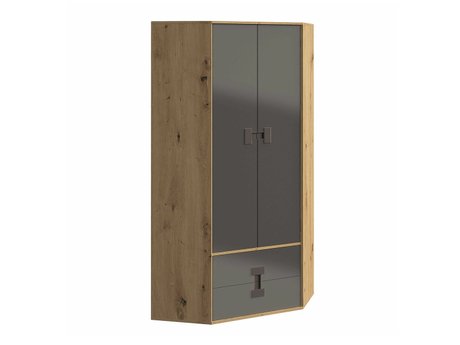 Armoire d'angle Florevi 114 (Gris brillant + Chêne Artisan)