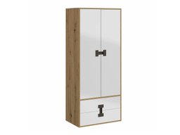 Armoire Florevi 113 (Blanc brillant + Chêne Artisan)