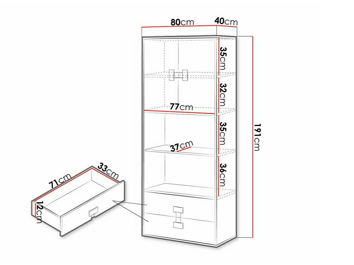 Étagère Florevi 112 (Blanc brillant + Chêne Artisan)