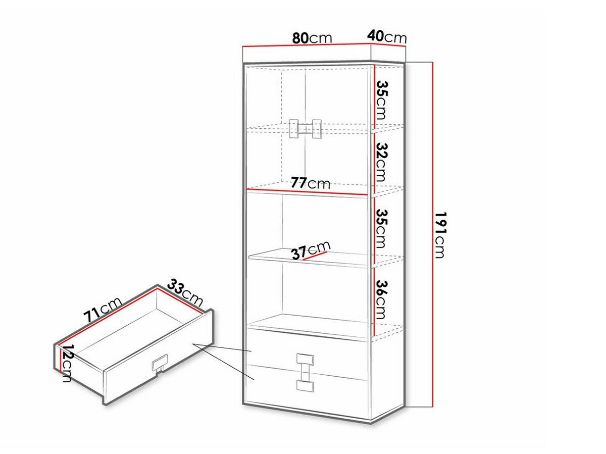Étagère Florevi 112 (Mat blanc + Chêne Artisan)
