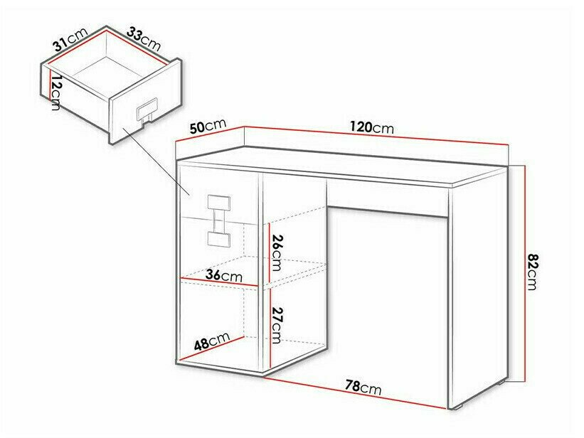 Bureau Florevi 100 (Mat blanc + Chêne Artisan)