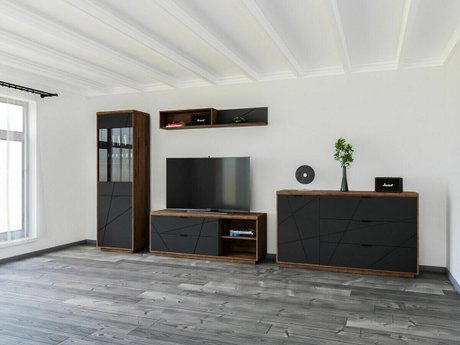 Ensemble de salon Fivale 114 (Chêne delano foncé + Noir mat)