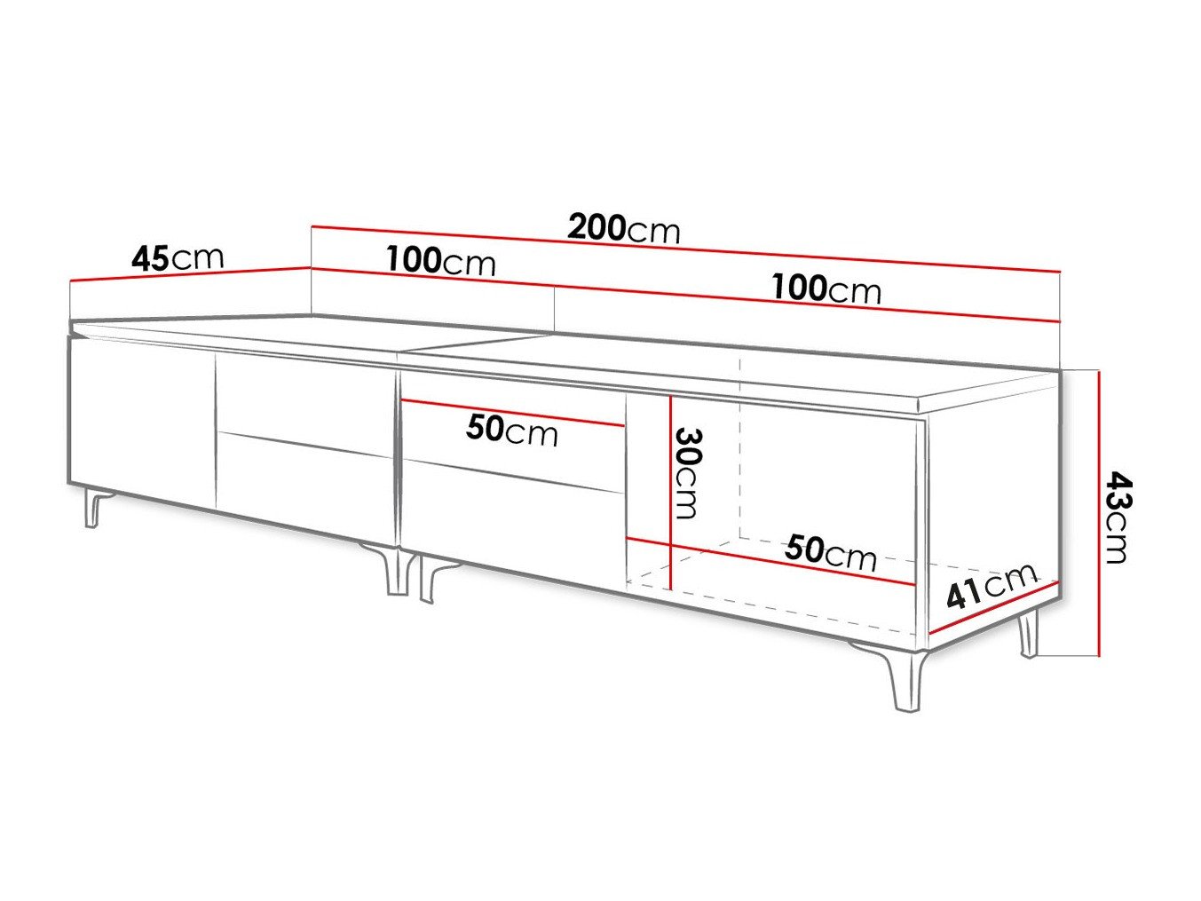 Meuble TV Hortus I (Blanc + Gris brillant)
