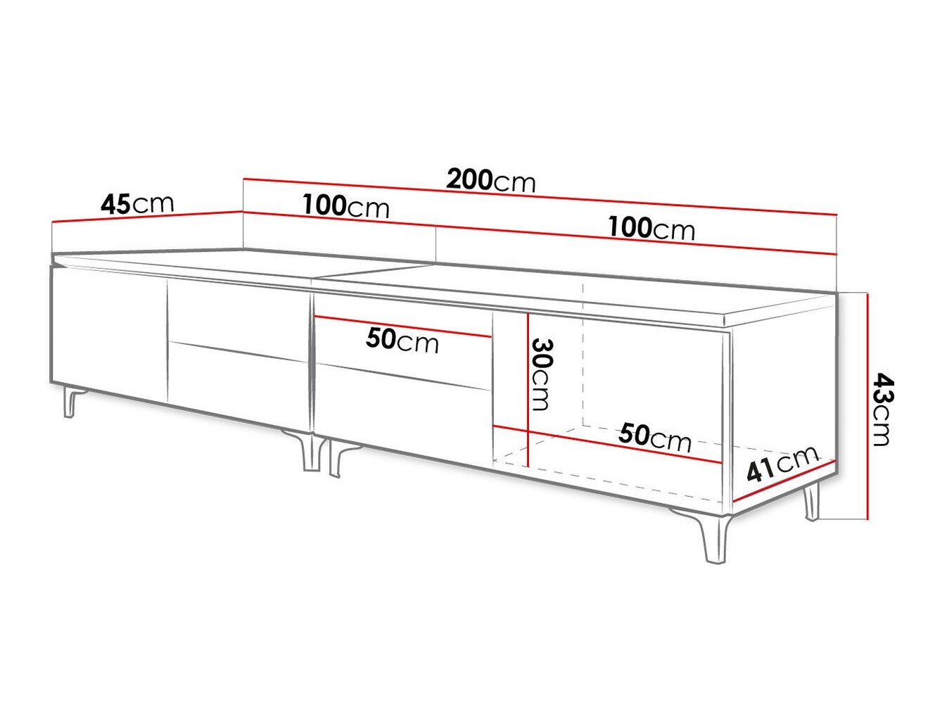 Meuble TV Nashville 128 (Blanc + Blanc brillant)