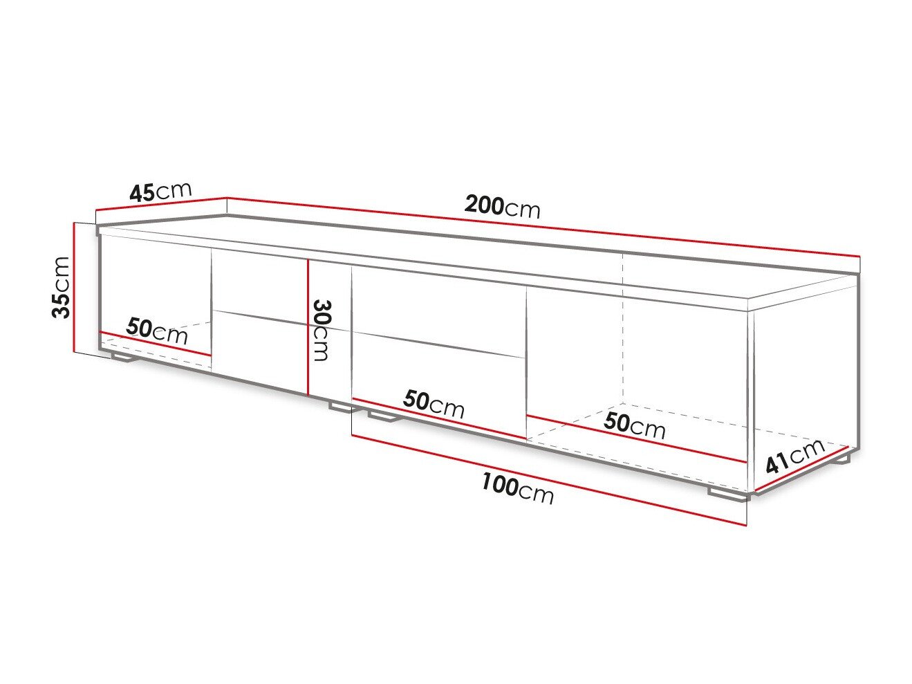 Meuble TV Nashville 129 (Blanc + Blanc brillant)