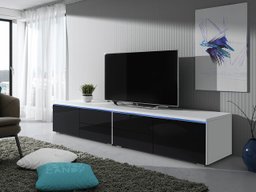 Meuble TV Nashville 129 (Blanc + Noir brillant)