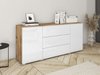 Commode Mirfivo 102 (Chêne wotan + Blanc brillant)